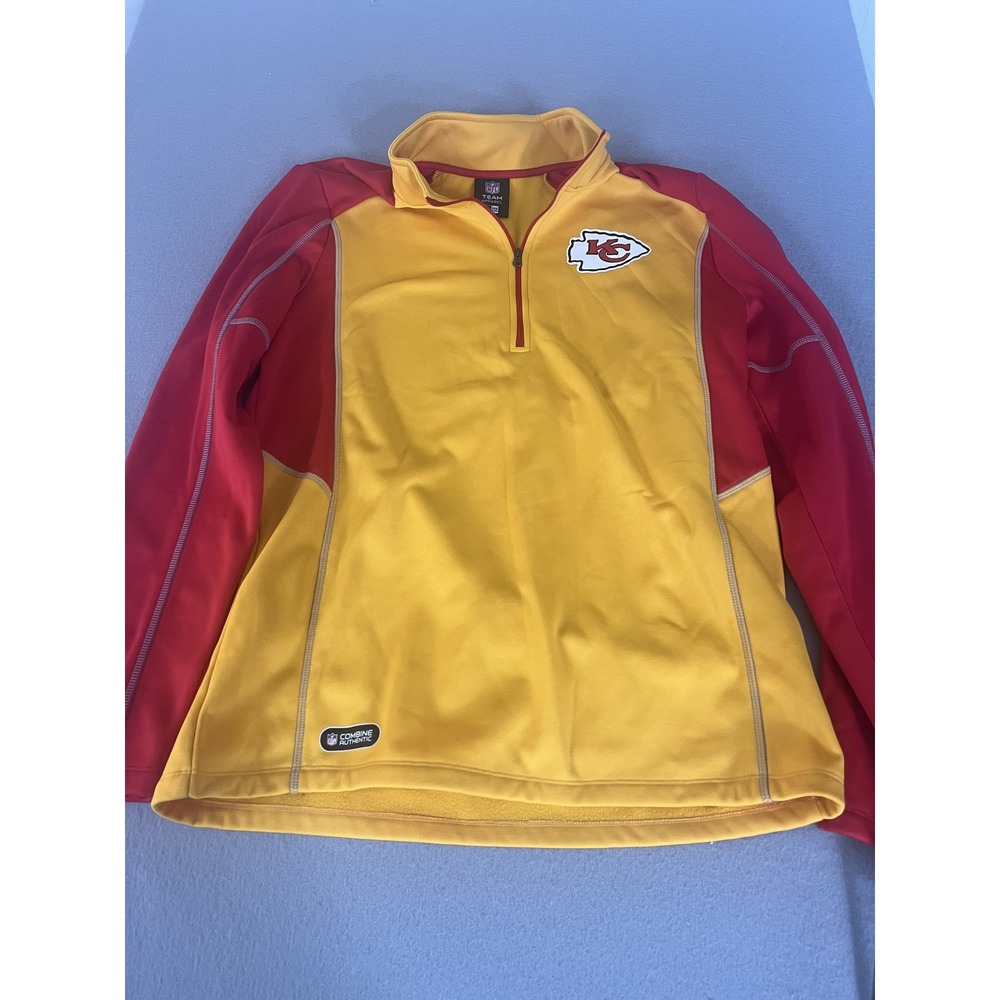 Kansas City Chiefs Jacket Mens Large Yellow Red NFL‎ Football Fleece New Era